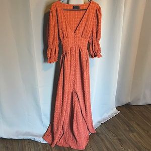 Midi Length Textured Button-Up Dress from ASOS